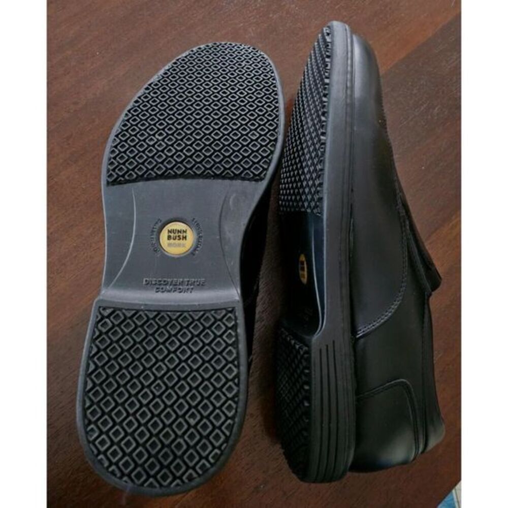 Nunn Bush Wade Work Moc Toe Slip-On Shoes, Black, Men's 9.5 - Picture 9 of 9